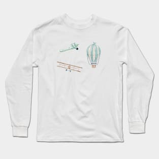 Aeroplanes and hot air balloons | Watercolor Long Sleeve T-Shirt